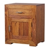 Picture of Solid Wood Sheesham Bedside With 1 Door And 1 Drawer