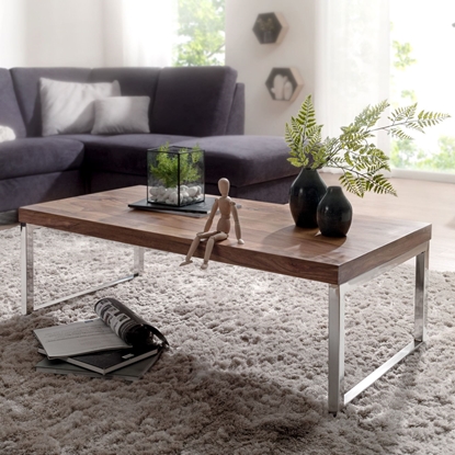 Picture of Solid Wood Coffee Table With Steel Legs