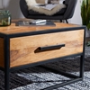Picture of Solid Wood Side Table With 1 Drawer Framed In Iron Angles