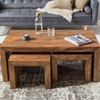 Picture of Solid Wood Sheesham Coffee Table With 2 Stools
