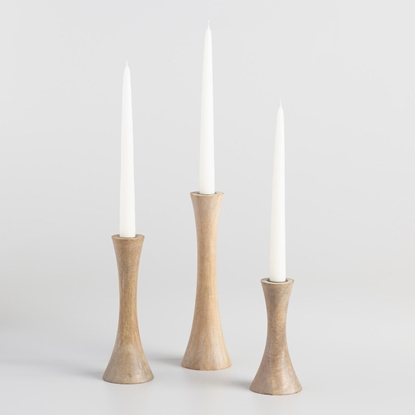 Picture of Flared Whitewash Wood Taper Candleholder