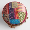 Picture of Wooden Pouffe Stool With Multi Color Fabric