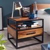 Picture of Solid Wood Side Table Framed In Iron Angles With 1 Drawer