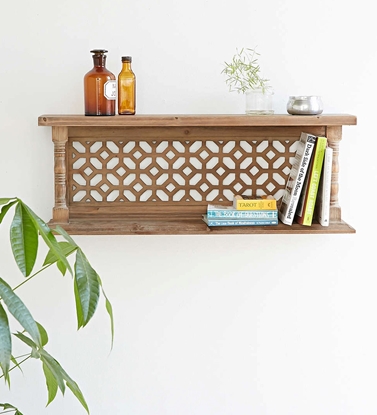 Picture of Brown Solid Wood Wall Shelf