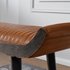 Picture of Solid Wood Bench With Real Leather Upholstered