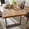 Picture of Solid Wood And Iron Dining Table With Many Strips On The Top
