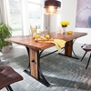 Picture of Solid Wood Sheesham Live Edge Dining Talbe with Iron Support
