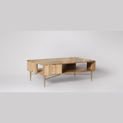 Picture of Solid Wood Coffee Table With Brass Finished Legs
