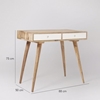 Picture of Solid Wood Otto Desk In Natural Finish With 2 White Drawers