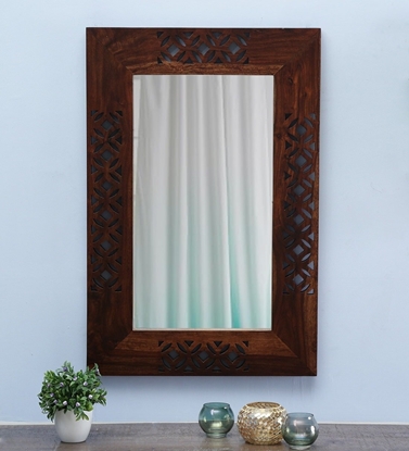 Picture of Sheesham Wood Rectangle Wall Mirror
