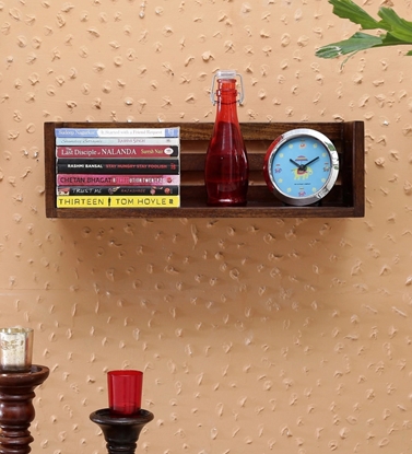 Picture of Tksh Solid Wood Floating Book Shelves in Brown Colour