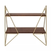 Picture of Elita Two-Tier Wood and Metal Wall Shelf Brown/Gold