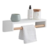Picture of White And Natural Wood Wall Shelf With Bar