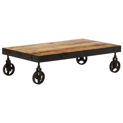 Picture of Solid wood and iron wheel design coffee table