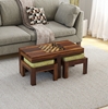 Picture of Solid wood sheesham coffee table with set of stool
