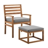 Picture of Acacia Wood Outdoor Patio Chair & Pull Out Ottoman - Brown