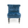 Picture of Armchair with wheels for living room elegant vintage style in blue velvet