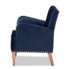 Picture of Baxton Studio Eri Blue Velvet Upholstered and Brown Finished Wood Armchair