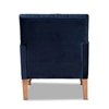 Picture of Baxton Studio Eri Blue Velvet Upholstered and Brown Finished Wood Armchair