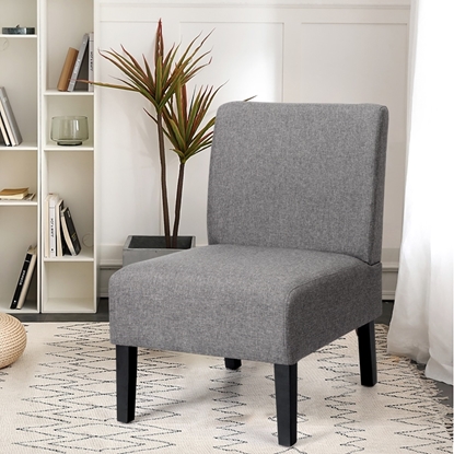 Picture of Costway Chair without armrests in fabric with curved backrest, Chairs ideal for living room and bedroom, Gray