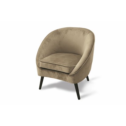 Picture of Elegant vintage style enveloping armchair for low living room in dove gray velvet