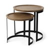 Picture of Aisley 19.3L x 19.3W x 19H Brown Wood W/ Black Metal Nesting Side Tables
