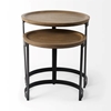 Picture of Aisley 19.3L x 19.3W x 19H Brown Wood W/ Black Metal Nesting Side Tables