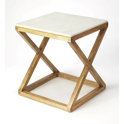 Picture of Butler Specialty Braylon Marble and Wood End Table in Brown