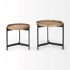 Picture of Marquisa 22.5L x 22.5W x 20.8H Brown Wood & Black Metal Base Nesting Side Tables