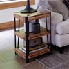 Picture of Ryegate Natural Live Edge Solid Wood with Metal 2-Shelf End Table in Natural