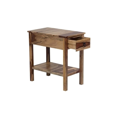 Picture of Solid Sheesham Wood Chairside End Table with Drawer