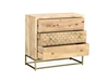 Picture of Chest of drawers with 3 drawers in Mango wood and golden metal vintage style
