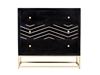 Picture of Chest of drawers with 3 drawers Mango wood and metal Black and gold in art deco style - PRISMIN