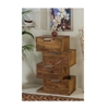 Picture of THAIS asymmetrical shelf - 4 drawers - Sheesham wood