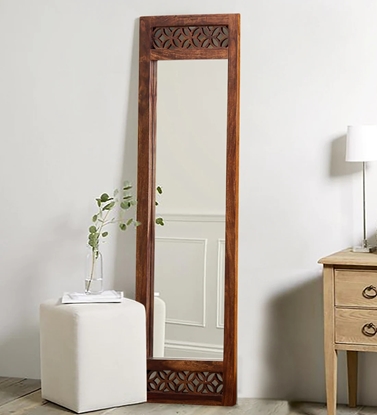 Picture of Solid Wood Floor Rested Mirror in Brown colour