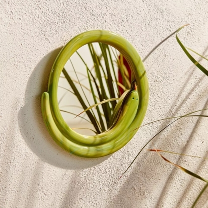 Picture of Wooden Round Snake Mirror