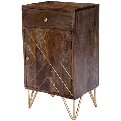 Picture of Beaumont Lane Island Living Wood and Metal Chairside Chest in Brown
