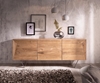 Picture of Design sideboard Wyatt 175 cm acacia natural 3D look, stainless steel top