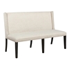 Picture of Mia Linen Upholstered Wood Banquette Bench in Beige with Nailhead Trim