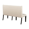 Picture of Mia Linen Upholstered Wood Banquette Bench in Beige with Nailhead Trim