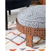 Picture of Powell Sylar Wood Upholstered Ottoman in Brown