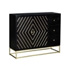 Picture of Sideboard with 3 drawers and 2 doors in Mango wood and black and gold metal art deco style- PRISMIN