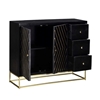 Picture of Sideboard with 3 drawers and 2 doors in Mango wood and black and gold metal art deco style- PRISMIN