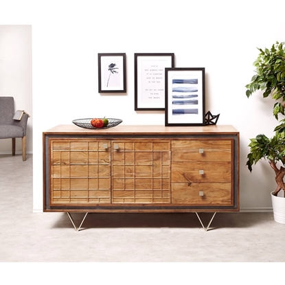 Picture of Designer sideboard Stonegrace 147 cm acacia natural 3 drawers