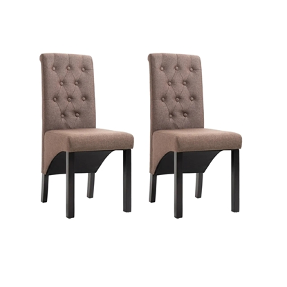 Picture of vidaXL Dining Chairs 2 pcs Brown Fabric