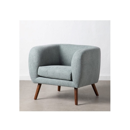 Picture of BOUDAHH blue fabric and wood armchair