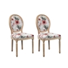 Picture of Lot of 2 chairs in velvet effect fabric Cream floral motifs - LOUIS XVI