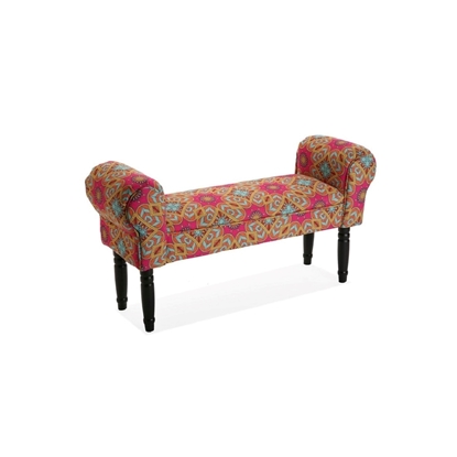 Picture of AUBREY bench with armrests in pink velvet