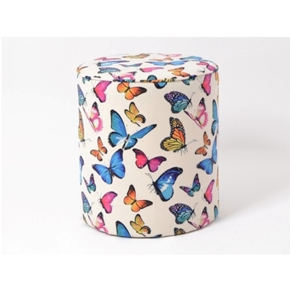 Picture of Butterfly print fabric pouf BUTTERFLY
