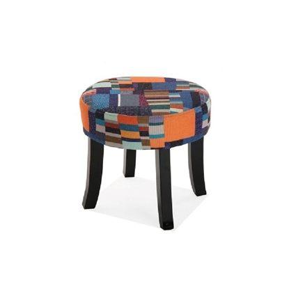Picture of ETNA blue and orange patchwork velvet stool